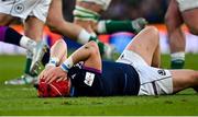 19 March 2022; George Turner of Scotland goes down with an injury during the Guinness Six Nations Rugby Championship match between Ireland and Scotland at Aviva Stadium in Dublin. Photo by Brendan Moran/Sportsfile
