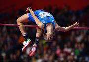 20 March 2022; Gianmarco Tamberi of Italy competing in the men's high jump during day three of the World Indoor Athletics Championships at the Stark Arena in Belgrade, Serbia. Photo by Sam Barnes/Sportsfile