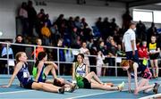 20 March 2022; Athletes after competing in the women's U12 600m during day two of the Irish Life Health National Juvenile Indoors at the Athlone Institute of Technology in Athlone, Westmeath. Photo by Ben McShane/Sportsfile