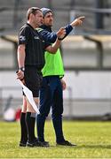 20 March 2022; Kildare manager David Herity with linesman Patrick Murphy before the Allianz Hurling League Division 2A match between Kildare and Westmeath at St Conleth's Park in Newbridge, Kildare. Photo by Piaras Ó Mídheach/Sportsfile
