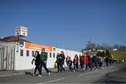 20 March 2022; Supporters make their way to the stadium before the Allianz Football League Division 1 match between Armagh and Kerry at the Athletic Grounds in Armagh. Photo by Ramsey Cardy/Sportsfile