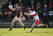 20 March 2022; Johnny Heaney of Galway in action against Gareth McKinless of Derry during the Allianz Football League Division 2 match between Derry and Galway at Derry GAA Centre of Excellence in Owenbeg, Derry. Photo by Oliver McVeigh/Sportsfile