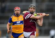 20 March 2022; Padraic Mannion of Galway in action against John Conlon of Clare during the Allianz Hurling League Division 1 Group A match between Galway and Clare at Pearse Stadium in Galway. Photo by Ray Ryan/Sportsfile