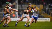 20 March 2022; David Blanchfield of Kilkenny, supported by Tommy Walsh , left, is tackled by Pauric Mahony, 12, and Neil Montgomery of Waterford during the Allianz Hurling League Division 1 Group B match between Kilkenny and Waterford at UMPC Nowlan Park in Kilkenny. Photo by Ray McManus/Sportsfile