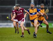 20 March 2022; Padraic Mannion of Galway in action against David Fitzgerald of Clare during the Allianz Hurling League Division 1 Group A match between Galway and Clare at Pearse Stadium in Galway. Photo by Ray Ryan/Sportsfile