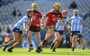 20 March 2022; Aimee McAleenan of Down in action against Emma O'Byrne of Dublin during the Littlewoods Ireland Camogie League Division 1 match between Dublin and Down at Croke Park in Dublin. Photo by Stephen McCarthy/Sportsfile