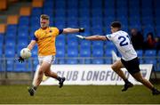 20 March 2022; Darragh Doherty of Longford in action against Oisin Cullen of Wicklow during the Allianz Football League Division 3 match between Longford and Wicklow at Glennon Brothers Pearse Park in Longford. Photo by Philip Fitzpatrick/Sportsfile