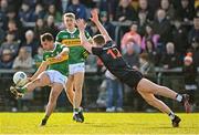 20 March 2022; Jack Savage of Kerry in action against Tiernan Kelly of Armagh during the Allianz Football League Division 1 match between Armagh and Kerry at the Athletic Grounds in Armagh. Photo by Ramsey Cardy/Sportsfile