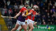 20 March 2022; Daire O’Leary of Cork in action against Conor McDonald of Wexford during the Allianz Hurling League Division 1 Group A match between Wexford and Cork at Chadwicks Wexford Park in Wexford. Photo by Daire Brennan/Sportsfile