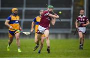 20 March 2022; Cianan Fahy of Galway in action against Jason McCarthy of Clare during the Allianz Hurling League Division 1 Group A match between Galway and Clare at Pearse Stadium in Galway. Photo by Ray Ryan/Sportsfile