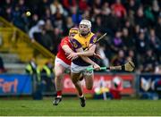 20 March 2022; Rory O’Connor of Wexford in action against Niall O’Leary of Cork during the Allianz Hurling League Division 1 Group A match between Wexford and Cork at Chadwicks Wexford Park in Wexford. Photo by Daire Brennan/Sportsfile