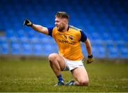 20 March 2022; Darragh Doherty of Longford celebrates scoring a goal during the Allianz Football League Division 3 match between Longford and Wicklow at Glennon Brothers Pearse Park in Longford. Photo by Philip Fitzpatrick/Sportsfile