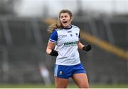 20 March 2022; Jayne Drury of Monaghan celebrates after kicking a point during the Lidl Ladies Football National League Division 2 Semi-Final match between Kerry and Monaghan at Tuam Stadium in Tuam, Galway. Photo by David Fitzgerald/Sportsfile