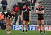 20 March 2022; Down players, from left, Liam Kerr, Conor Poland and Ryan McEvoy after the Allianz Football League Division 2 match between Cork and Down at Páirc Uí Chaoimh in Cork. Photo by Brendan Moran/Sportsfile