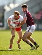 20 March 2022; Conor Glass of Derry in action against Cillian McDaid of Galway during the Allianz Football League Division 2 match between Derry and Galway at Derry GAA Centre of Excellence in Owenbeg, Derry. Photo by Oliver McVeigh/Sportsfile