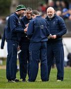20 March 2022; Kildare manager Glenn Ryan, right, with his selectors, from left, Dermot Earley, Johnny Doyle and Anthony Rainbow at half-time during the Allianz Football League Division 1 match between Kildare and Monaghan at St Conleth's Park in Newbridge, Kildare. Photo by Piaras Ó Mídheach/Sportsfile