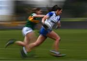 20 March 2022; Muireann Atkinson of Monaghan in action against Anna Galvin of Kerry during the Lidl Ladies Football National League Division 2 Semi-Final match between Kerry and Monaghan at Tuam Stadium in Tuam, Galway. Photo by David Fitzgerald/Sportsfile