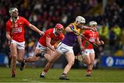 20 March 2022; Rory O’Connor of Wexford in action against Ciarán Joyce of Cork during the Allianz Hurling League Division 1 Group A match between Wexford and Cork at Chadwicks Wexford Park in Wexford. Photo by Daire Brennan/Sportsfile