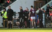 20 March 2022; Paul Conroy of Galway leaves the field after receiving a red card in the second half during the Allianz Football League Division 2 match between Derry and Galway at Derry GAA Centre of Excellence in Owenbeg, Derry. Photo by Oliver McVeigh/Sportsfile