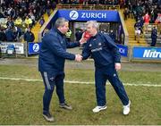 20 March 2022; Wexford manager Darragh Egan shakes hands with Cork manager Kieran Kingston after the Allianz Hurling League Division 1 Group A match between Wexford and Cork at Chadwicks Wexford Park in Wexford. Photo by Daire Brennan/Sportsfile