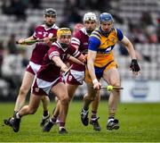 20 March 2022; David Fitzgerald of Clarein action against Tiernan Killeen of Galway during the Allianz Hurling League Division 1 Group A match between Galway and Clare at Pearse Stadium in Galway. Photo by Ray Ryan/Sportsfile