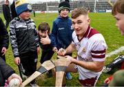 20 March 2022; Eanna Murphy of Galway signs autographs after the Allianz Hurling League Division 1 Group A match between Galway and Clare at Pearse Stadium in Galway. Photo by Ray Ryan/Sportsfile