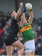 20 March 2022; Paudie Clifford of Kerry in action against Connaire Mackin of Armagh during the Allianz Football League Division 1 match between Armagh and Kerry at the Athletic Grounds in Armagh. Photo by Ramsey Cardy/Sportsfile