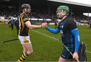 20 March 2022; Waterford goalkeeper Billy Nolan and Walter Walsh  of Kilkenny after the Allianz Hurling League Division 1 Group B match between Kilkenny and Waterford at UMPC Nowlan Park in Kilkenny. Photo by Ray McManus/Sportsfile