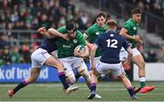 20 March 2022; James Culhane of Ireland is tackled by Christian Townsend of Scotland during the U20 Six Nations Rugby Championship match between Ireland and Scotland at Musgrave Park in Cork. Photo by Brendan Moran/Sportsfile