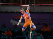 20 March 2022;  Menno Vloon of Netherlands competing in the men's pole vault during day three of the World Indoor Athletics Championships at the Stark Arena in Belgrade, Serbia. Photo by Sam Barnes/Sportsfile