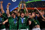 20 March 2022; Ireland captain Reuben Crothers lifts the U20 Six Nations championship trophy after the U20 Six Nations Rugby Championship match between Ireland and Scotland at Musgrave Park in Cork. Photo by Brendan Moran/Sportsfile