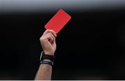 20 March 2022; A general view of a red card during the Allianz Football League Division 1 match between Kildare and Monaghan at St Conleth's Park in Newbridge, Kildare. Photo by Piaras Ó Mídheach/Sportsfile