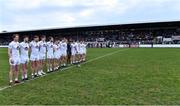 20 March 2022; Kildare players stand for Amhrán na bhFiann before the Allianz Football League Division 1 match between Kildare and Monaghan at St Conleth's Park in Newbridge, Kildare. Photo by Piaras Ó Mídheach/Sportsfile