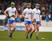 20 March 2022; Austin Gleeson, 11, Pauric Mahony and Michael Kiely of Waterford, left, leave the field at half time during the Allianz Hurling League Division 1 Group B match between Kilkenny and Waterford at UMPC Nowlan Park in Kilkenny. Photo by Ray McManus/Sportsfile