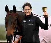 21 March 2022; Jockey Rachael Blackmore with A Plus Tard during the homecoming of Cheltenham Gold Cup winner A Plus Tard at Henry de Bromhead’s Training Yard in Knockeen, Waterford. Photo by Harry Murphy/Sportsfile