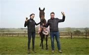 21 March 2022; Jockey Rachael Blackmore and trainer Henry de Bromhead with A Plus Tard during the homecoming of Cheltenham Gold Cup winner A Plus Tard at Henry de Bromhead’s Training Yard in Knockeen, Waterford. Photo by Harry Murphy/Sportsfile