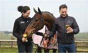 21 March 2022; Jockey Rachael Blackmore and trainer Henry de Bromhead with A Plus Tard during the homecoming of Cheltenham Gold Cup winner A Plus Tard at Henry de Bromhead’s Training Yard in Knockeen, Waterford. Photo by Harry Murphy/Sportsfile