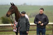 21 March 2022; Trainer Henry de Bromhead with A Plus Tard and groom Johnny Ferguson during the homecoming of Cheltenham Gold Cup winner A Plus Tard at Henry de Bromhead’s Training Yard in Knockeen, Waterford. Photo by Harry Murphy/Sportsfile