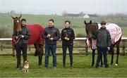21 March 2022; Trainer Henry de Bromhead and jockey Rachael Blackmore with Gold Cup horses second placed Minella Indo, with groom Johnny Ferguson, and winner A Plus Tard, with groom Cathal Connelly during the homecoming of Cheltenham Gold Cup winner A Plus Tard at Henry de Bromhead’s Training Yard in Knockeen, Waterford. Photo by Harry Murphy/Sportsfile