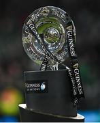 19 March 2022; A general view of the Triple Crowd trophy after the Guinness Six Nations Rugby Championship match between Ireland and Scotland at Aviva Stadium in Dublin. Photo by Ramsey Cardy/Sportsfile