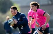 21 March 2022; Peter Dooley, left, and Alex Soroka during Leinster Rugby squad training at UCD in Dublin. Photo by Ramsey Cardy/Sportsfile