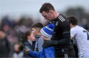 20 March 2022; Monaghan goalkeeper Rory Beggan poses for a picture with a supporter after the Allianz Football League Division 1 match between Kildare and Monaghan at St Conleth's Park in Newbridge, Kildare. Photo by Piaras Ó Mídheach/Sportsfile