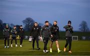 21 March 2022; Ryan Manning, left, Conor Hourihane, centre, and Troy Parrott during a Republic of Ireland training session at the FAI National Training Centre in Abbotstown, Dublin. Photo by Stephen McCarthy/Sportsfile