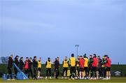 21 March 2022; Manager Stephen Kenny speaks to his team during a Republic of Ireland training session at the FAI National Training Centre in Abbotstown, Dublin. Photo by Stephen McCarthy/Sportsfile