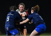 21 March 2022; Fiona Dixon of Midlands in action against Laoise McAuley, left, and Julie Aphanacieff of Metro during the Bank of Ireland Leinster Rugby U18 Sarah Robinson Cup 4th round match between Midlands and Metro at Maynooth University in Maynooth, Kildare. Photo by Piaras Ó Mídheach/Sportsfile
