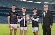 22 March 2022; Leading online sportswear retailer oneills.com launch their sponsorship of the oneills.com U20 GAA All Ireland Hurling Championship at Croke Park with Uachtarán Chumann Lúthchleas Gael Larry McCarthy, right, with, from left, Tipperary senior hurler Séamus Callanan, Cork U20 Vice-captain Jack Cahalane, and Dublin U20 Vice-captain David Crowe. The sportswear giant has seen significant growth in its eCommerce business over the past two years, with the company serving clubs and customers from Salthill to Sydney. Photo by Ramsey Cardy/Sportsfile