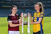 22 March 2022; In attendance at the Lidl All-Ireland Post-Primary Schools Finals captain's day are captains, Áine Brady of Loreto College, Cavan, left, and Ava Kelly of Sacred Heart, Mayo, ahead of their Lidl All-Ireland Post-Primary Schools Junior A Final. The 2022 finals will be contested at Senior and Junior levels, with three finals in each grade. The 2022 Lidl PPS Senior A Final between Moate CS, Westmeath, and St Mary's, Midleton, Cork, will be streamed live on Saturday, April 2, and will be available on the LGFA's Facebook Page: https://www.facebook.com/LadiesGaelicFootball/. Photo by Brendan Moran/Sportsfile