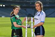 22 March 2022; In attendance at the Lidl All-Ireland Post-Primary Schools Finals captain's day are captains Róisín Rahilly of Mercy Mounthawk in Kerry, left, and Eimear Gaffney of Maynooth Education Campus, Kildare ahead of their Lidl All-Ireland Post-Primary Schools Junior C Final. The 2022 finals will be contested at Senior and Junior levels, with three finals in each grade. The 2022 Lidl PPS Senior A Final between Moate CS, Westmeath, and St Mary's, Midleton, Cork, will be streamed live on Saturday, April 2, and will be available on the LGFA's Facebook Page: https://www.facebook.com/LadiesGaelicFootball/. Photo by Brendan Moran/Sportsfile