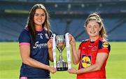 22 March 2022; In attendance at the Lidl All-Ireland Post-Primary Schools Finals captain's day are captains, Áine Gaynor of Moate CS, Westmeath, left, and Dara Kiniry of St Mary’s Midleton in Cork ahead of their Lidl All-Ireland Post-Primary Schools Senior A Final. The 2022 finals will be contested at Senior and Junior levels, with three finals in each grade. The 2022 Lidl PPS Senior A Final between Moate CS, Westmeath, and St Mary's, Midleton, Cork, will be streamed live on Saturday, April 2, and will be available on the LGFA's Facebook Page: https://www.facebook.com/LadiesGaelicFootball/. Photo by Brendan Moran/Sportsfile