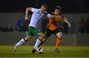 22 March 2022; Killian Phillips of Republic of Ireland U20's in action against AJ O'Connor of Republic of Ireland Amateur Selection during the friendly match between Republic of Ireland U20's and Republic of Ireland Amateur Selection at Home Farm FC in Dublin. Photo by Harry Murphy/Sportsfile
